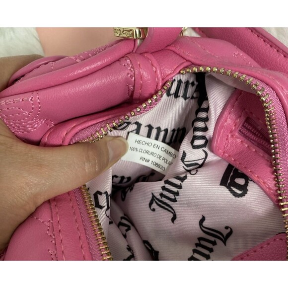 Juicy Couture Bag Pink Rhinestone Logo Barrel Shoulder Bag Handbag Purse - Picture 7 of 12